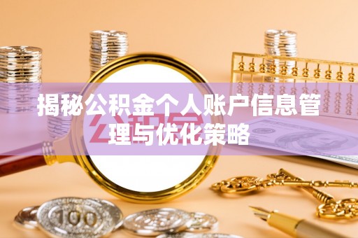 城子河揭秘公积金个人账户信息管理与优化策略